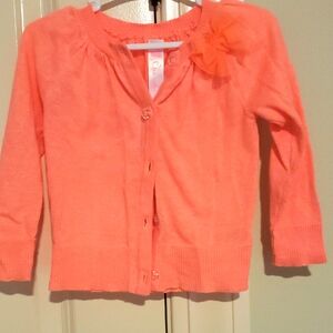 Bright coral 12m Cardigan with Tulle bow